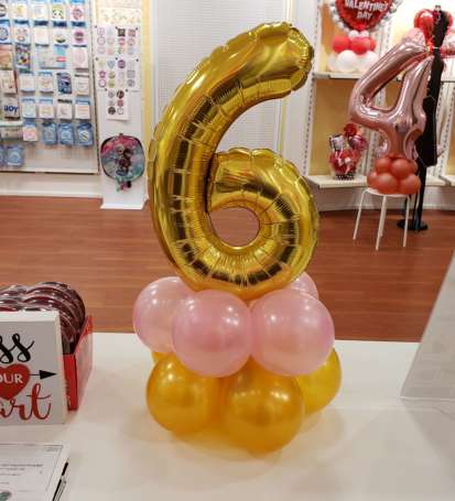 #6 balloon number display 16 inch gold number