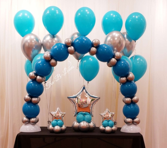Linking table arch, Star table topper centerpiece, balloon bouquets